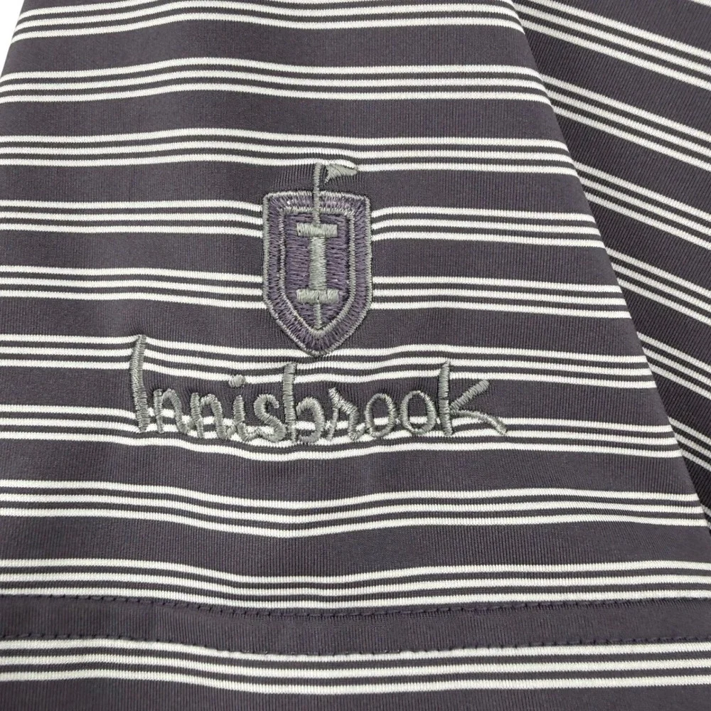 Adidas Golf Mens Large Polo Shirt Grey White Striped Innisbrook Short Sleeve L
